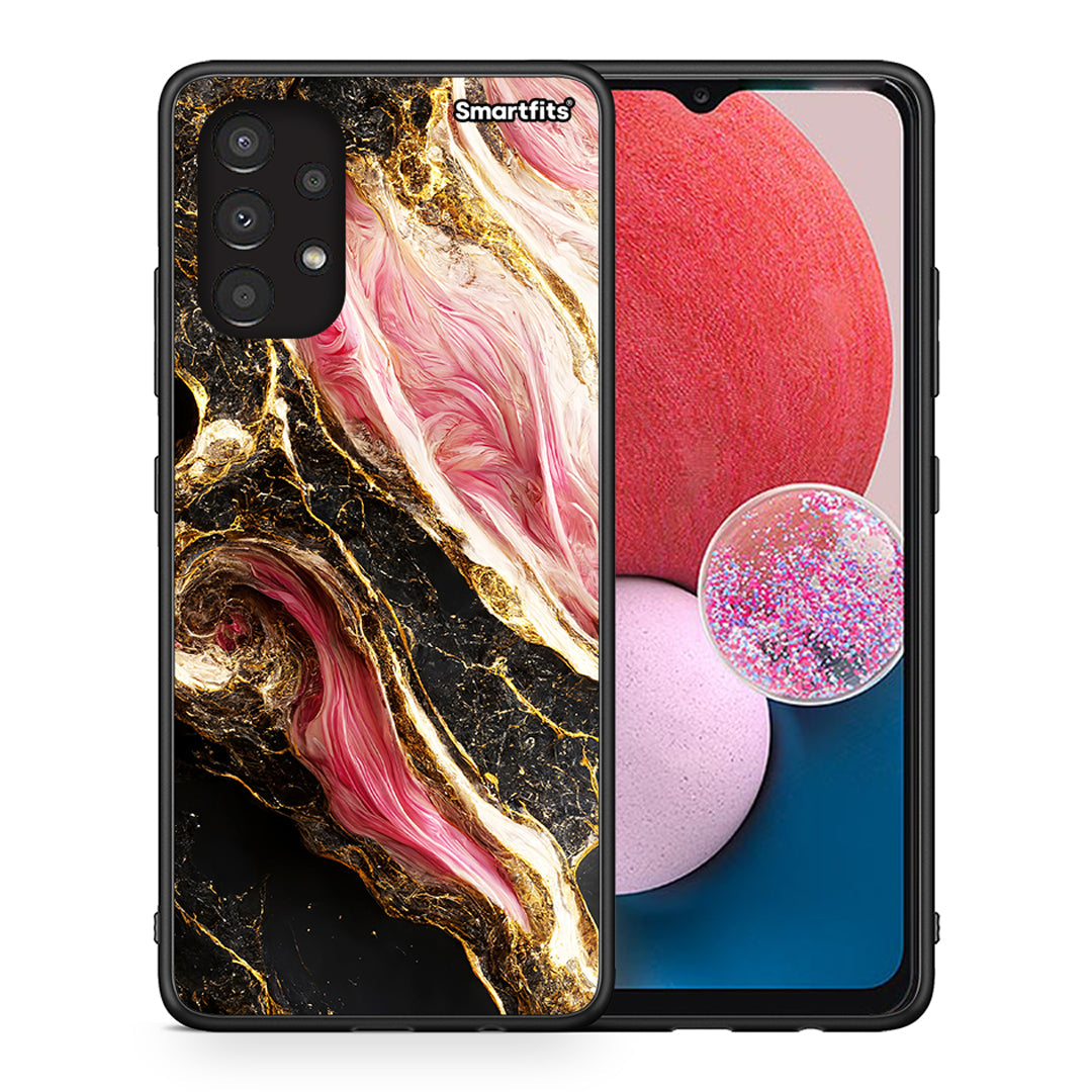 Θήκη Samsung A13 4G Glamorous Pink Marble από τη Smartfits με σχέδιο στο πίσω μέρος και μαύρο περίβλημα | Samsung A13 4G Glamorous Pink Marble case with colorful back and black bezels
