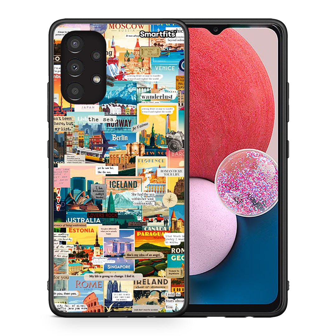 Θήκη Samsung A13 4G Live To Travel από τη Smartfits με σχέδιο στο πίσω μέρος και μαύρο περίβλημα | Samsung A13 4G Live To Travel case with colorful back and black bezels