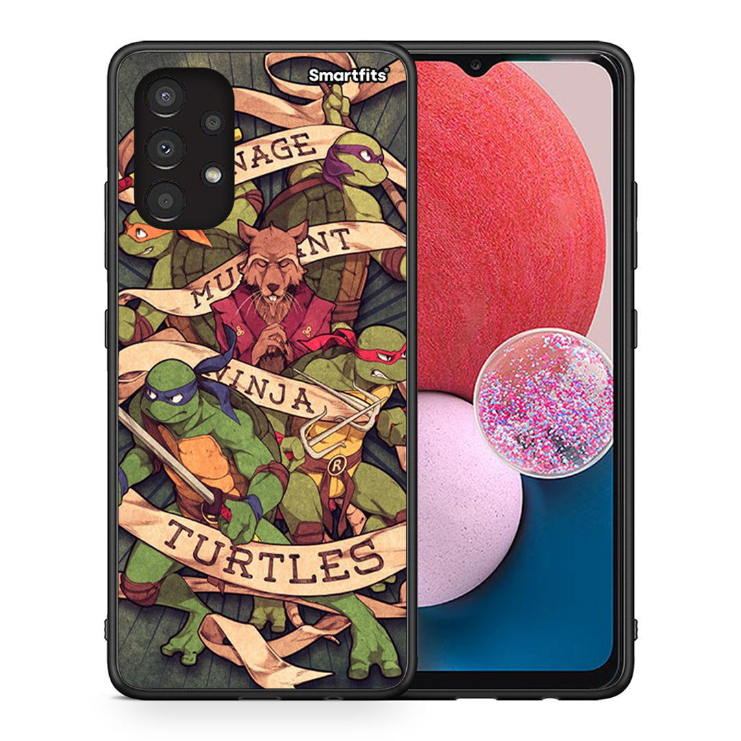 Θήκη Samsung A13 4G Ninja Turtles από τη Smartfits με σχέδιο στο πίσω μέρος και μαύρο περίβλημα | Samsung A13 4G Ninja Turtles case with colorful back and black bezels