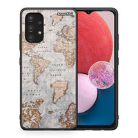 Thumbnail for Θήκη Samsung A13 4G World Map από τη Smartfits με σχέδιο στο πίσω μέρος και μαύρο περίβλημα | Samsung A13 4G World Map case with colorful back and black bezels