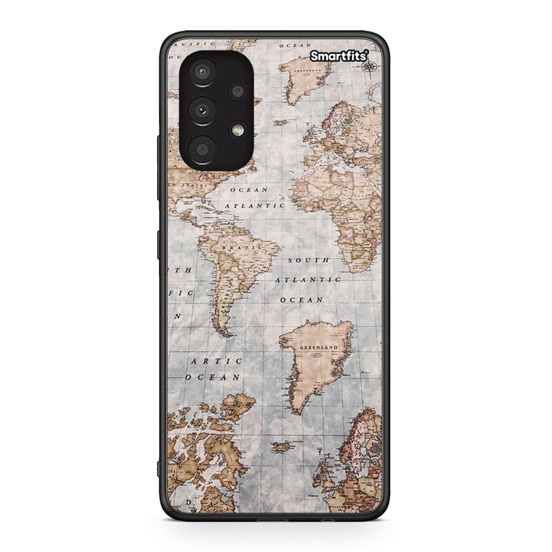 Samsung A13 4G World Map Θήκη από τη Smartfits με σχέδιο στο πίσω μέρος και μαύρο περίβλημα | Smartphone case with colorful back and black bezels by Smartfits