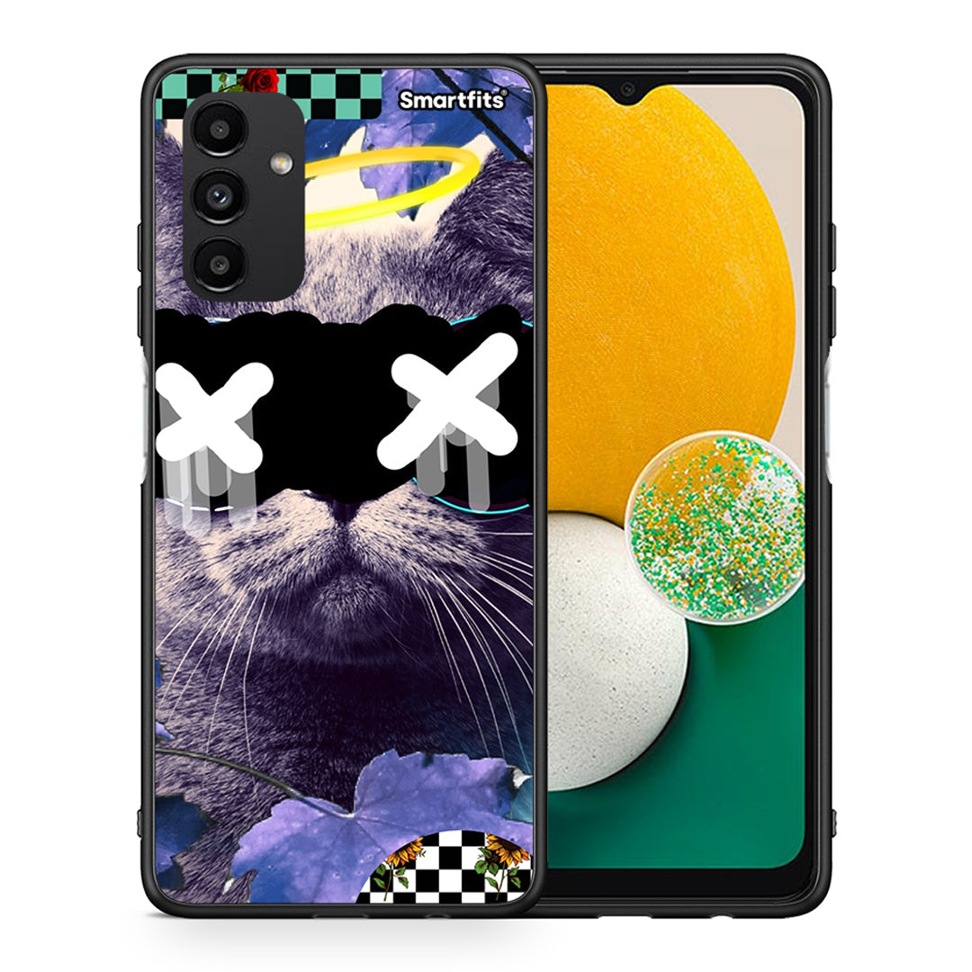 Θήκη Samsung A04s Cat Collage από τη Smartfits με σχέδιο στο πίσω μέρος και μαύρο περίβλημα | Samsung A04s Cat Collage case with colorful back and black bezels