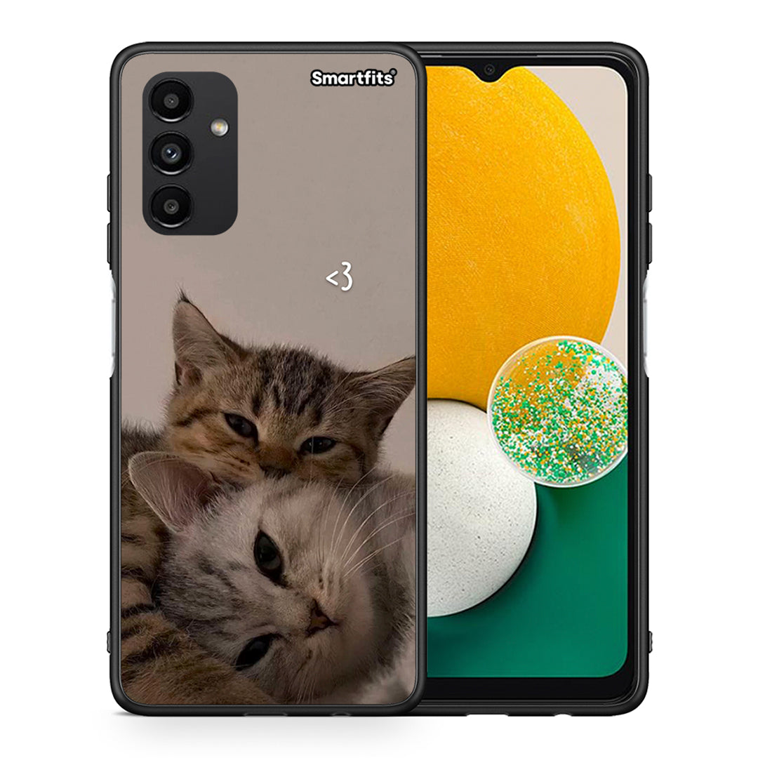 Θήκη Samsung A13 5G Cats In Love από τη Smartfits με σχέδιο στο πίσω μέρος και μαύρο περίβλημα | Samsung A13 5G Cats In Love case with colorful back and black bezels