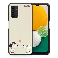 Thumbnail for Θήκη Samsung A04s Dalmatians Love από τη Smartfits με σχέδιο στο πίσω μέρος και μαύρο περίβλημα | Samsung A04s Dalmatians Love case with colorful back and black bezels