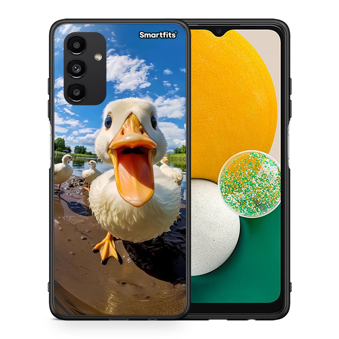 Θήκη Samsung A13 5G Duck Face από τη Smartfits με σχέδιο στο πίσω μέρος και μαύρο περίβλημα | Samsung A13 5G Duck Face case with colorful back and black bezels