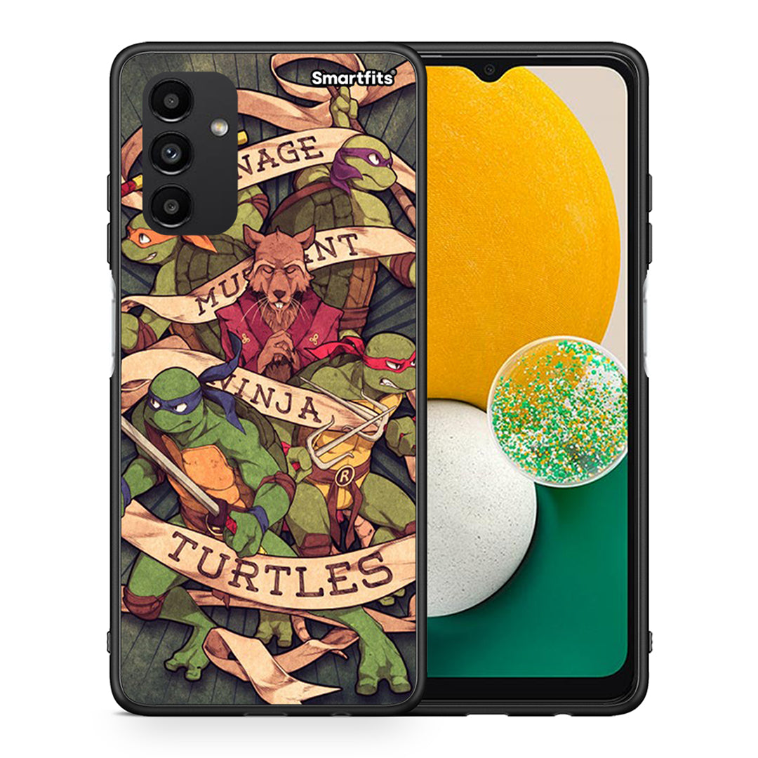 Θήκη Samsung A13 5G Ninja Turtles από τη Smartfits με σχέδιο στο πίσω μέρος και μαύρο περίβλημα | Samsung A13 5G Ninja Turtles case with colorful back and black bezels