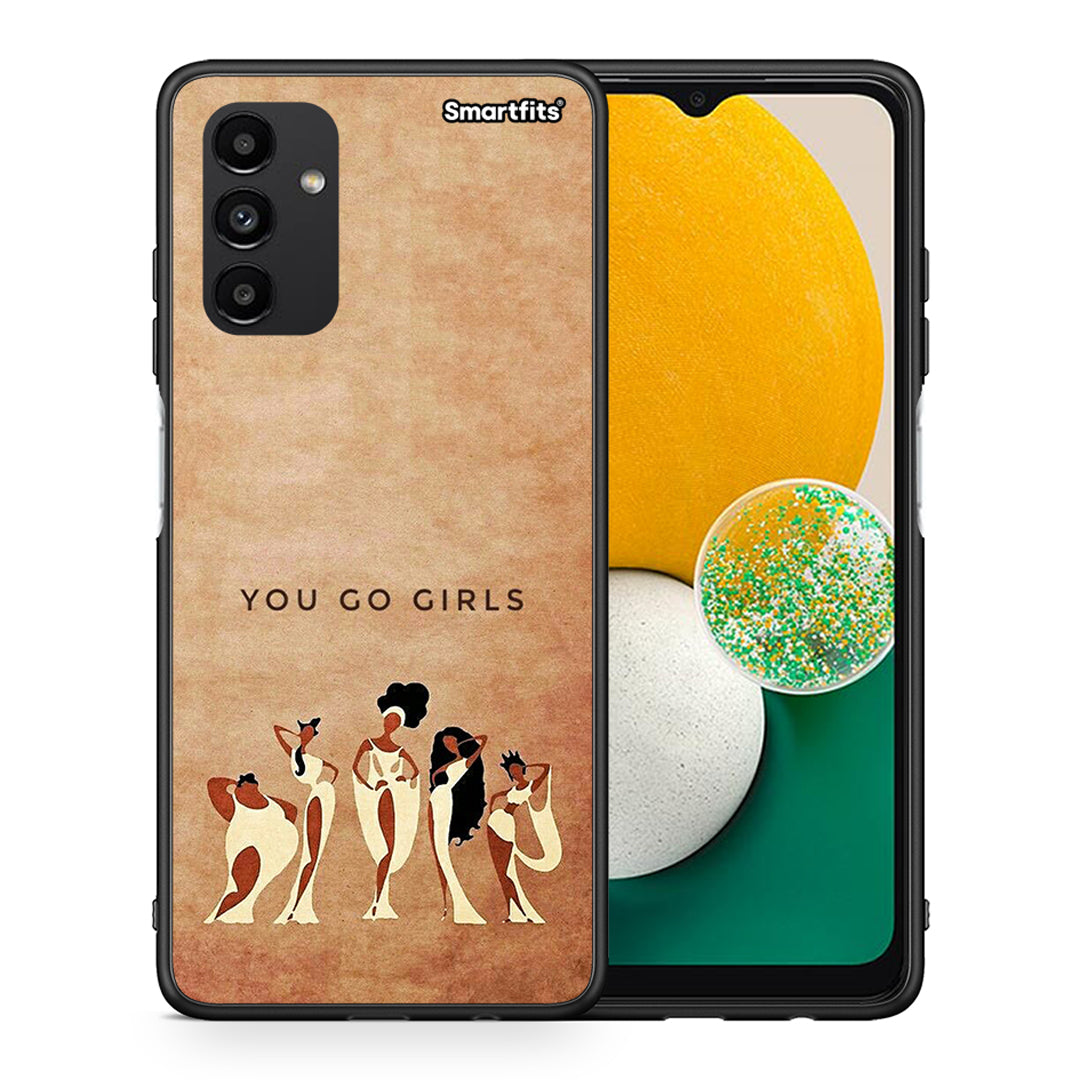 Θήκη Samsung A13 5G You Go Girl από τη Smartfits με σχέδιο στο πίσω μέρος και μαύρο περίβλημα | Samsung A13 5G You Go Girl case with colorful back and black bezels