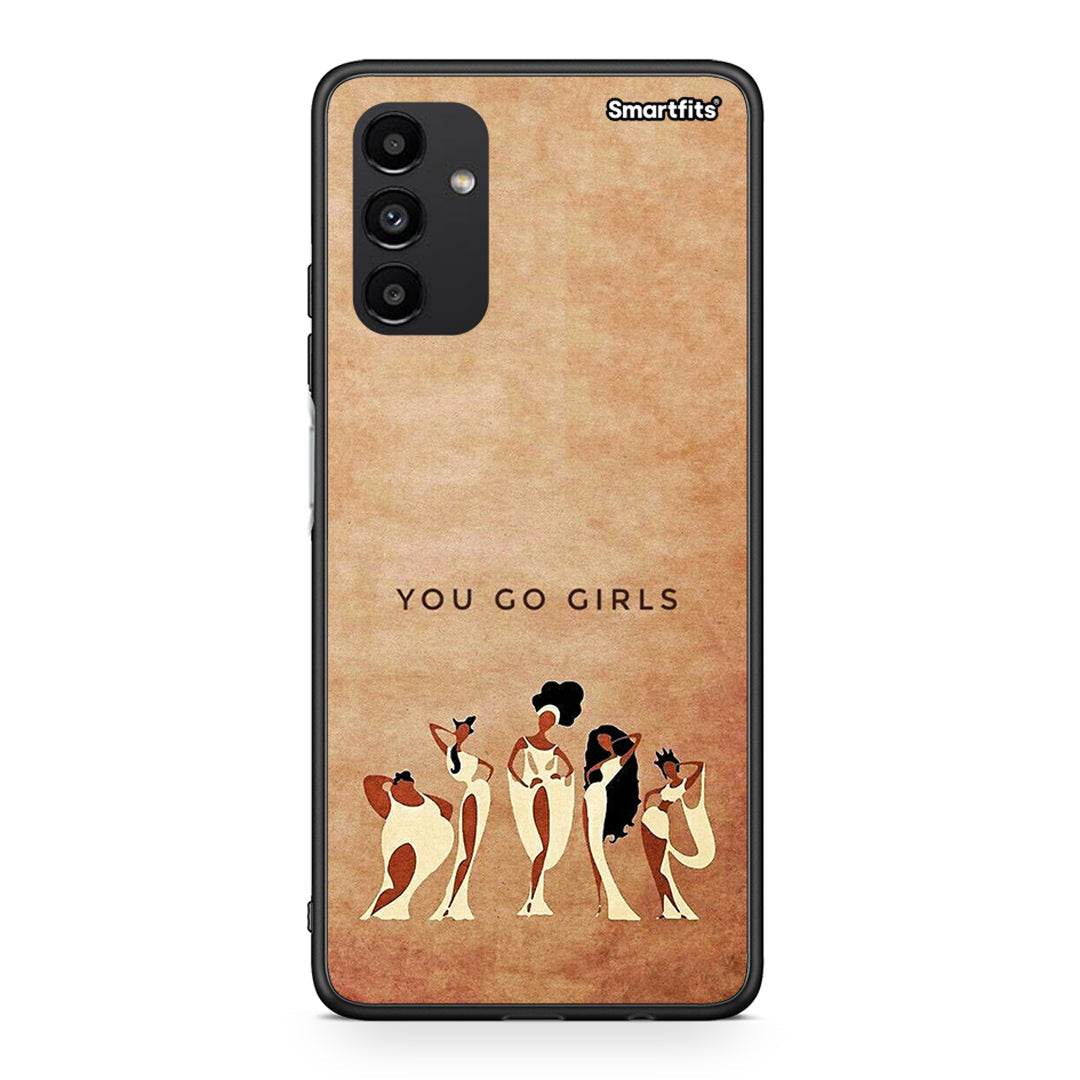 Samsung A04s You Go Girl θήκη από τη Smartfits με σχέδιο στο πίσω μέρος και μαύρο περίβλημα | Smartphone case with colorful back and black bezels by Smartfits
