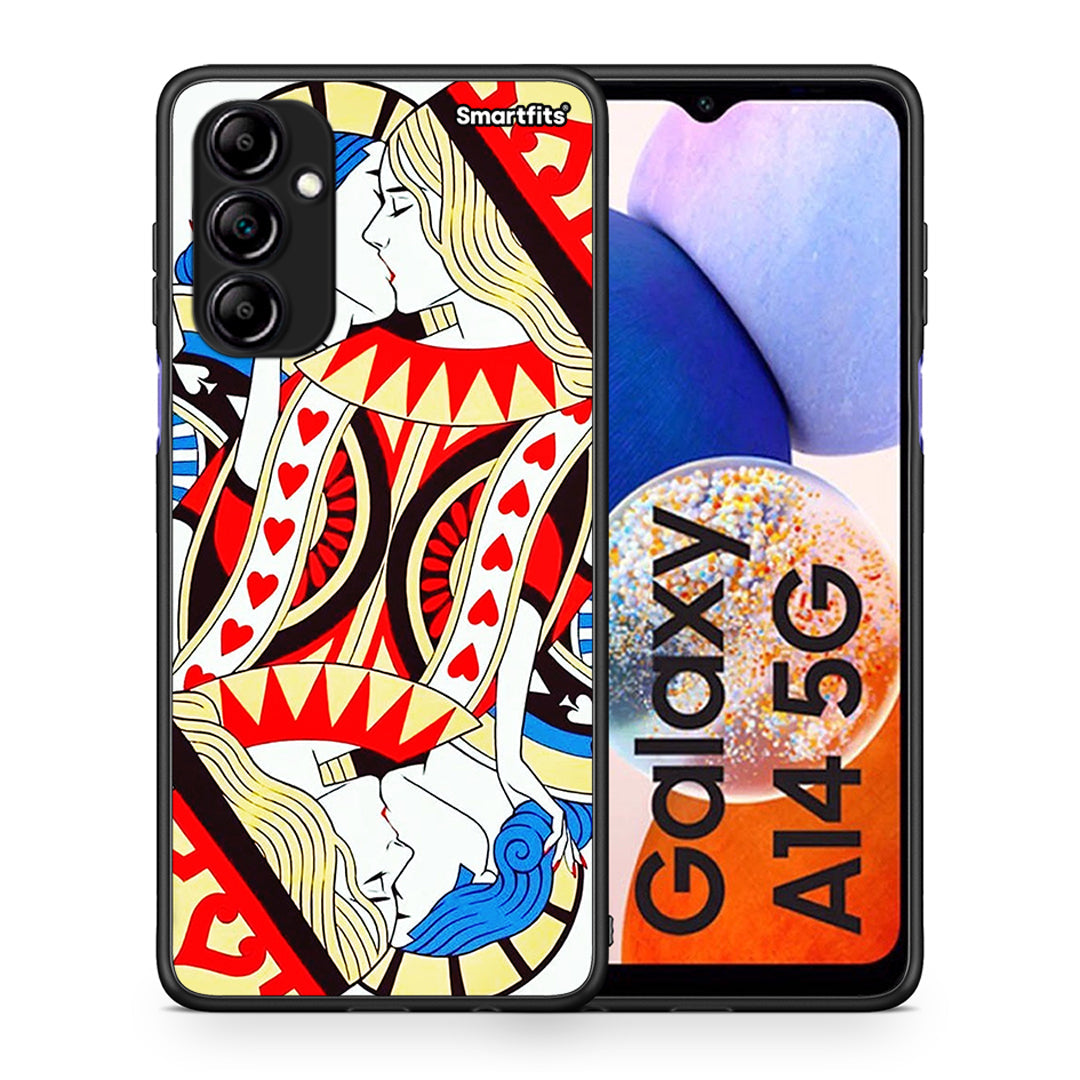 Θήκη Samsung Galaxy A14 / A14 5G Card Love από τη Smartfits με σχέδιο στο πίσω μέρος και μαύρο περίβλημα | Samsung Galaxy A14 / A14 5G Card Love Case with Colorful Back and Black Bezels