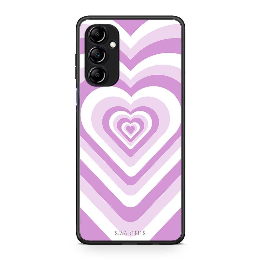 Θήκη Samsung Galaxy A14 / A14 5G Lilac Hearts από τη Smartfits με σχέδιο στο πίσω μέρος και μαύρο περίβλημα | Samsung Galaxy A14 / A14 5G Lilac Hearts Case with Colorful Back and Black Bezels