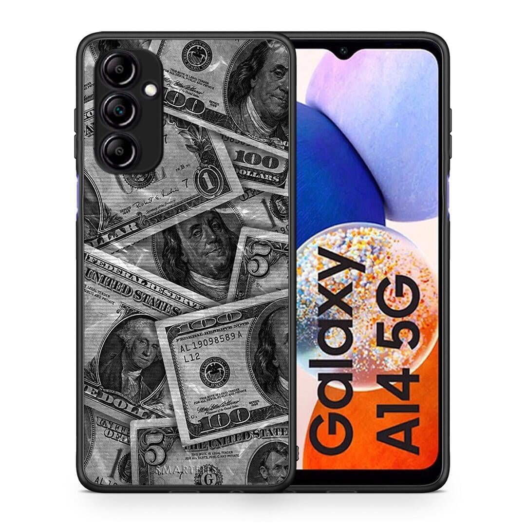 Θήκη Samsung Galaxy A14 / A14 5G Money Dollars από τη Smartfits με σχέδιο στο πίσω μέρος και μαύρο περίβλημα | Samsung Galaxy A14 / A14 5G Money Dollars Case with Colorful Back and Black Bezels