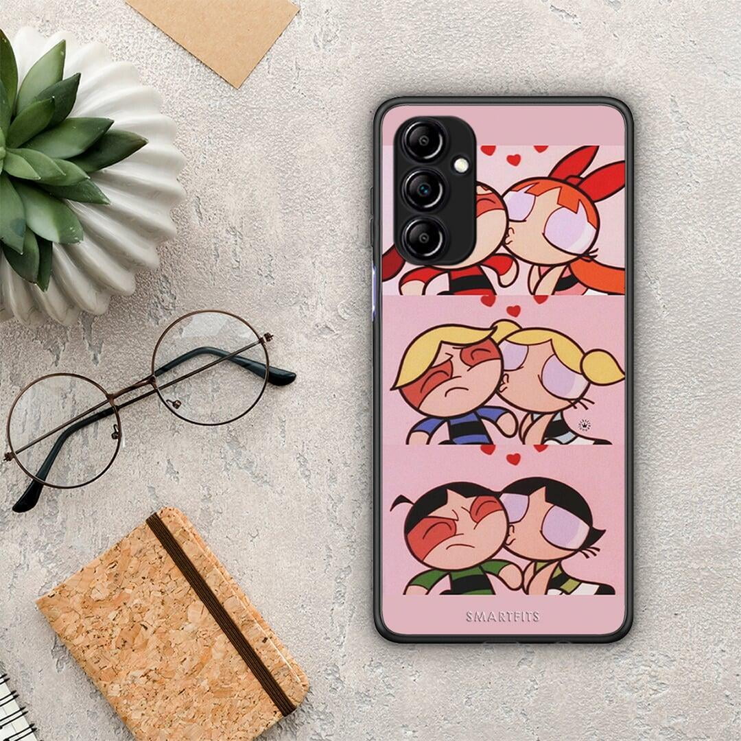 Θήκη Samsung Galaxy A14 / A14 5G Puff Love από τη Smartfits με σχέδιο στο πίσω μέρος και μαύρο περίβλημα | Samsung Galaxy A14 / A14 5G Puff Love Case with Colorful Back and Black Bezels