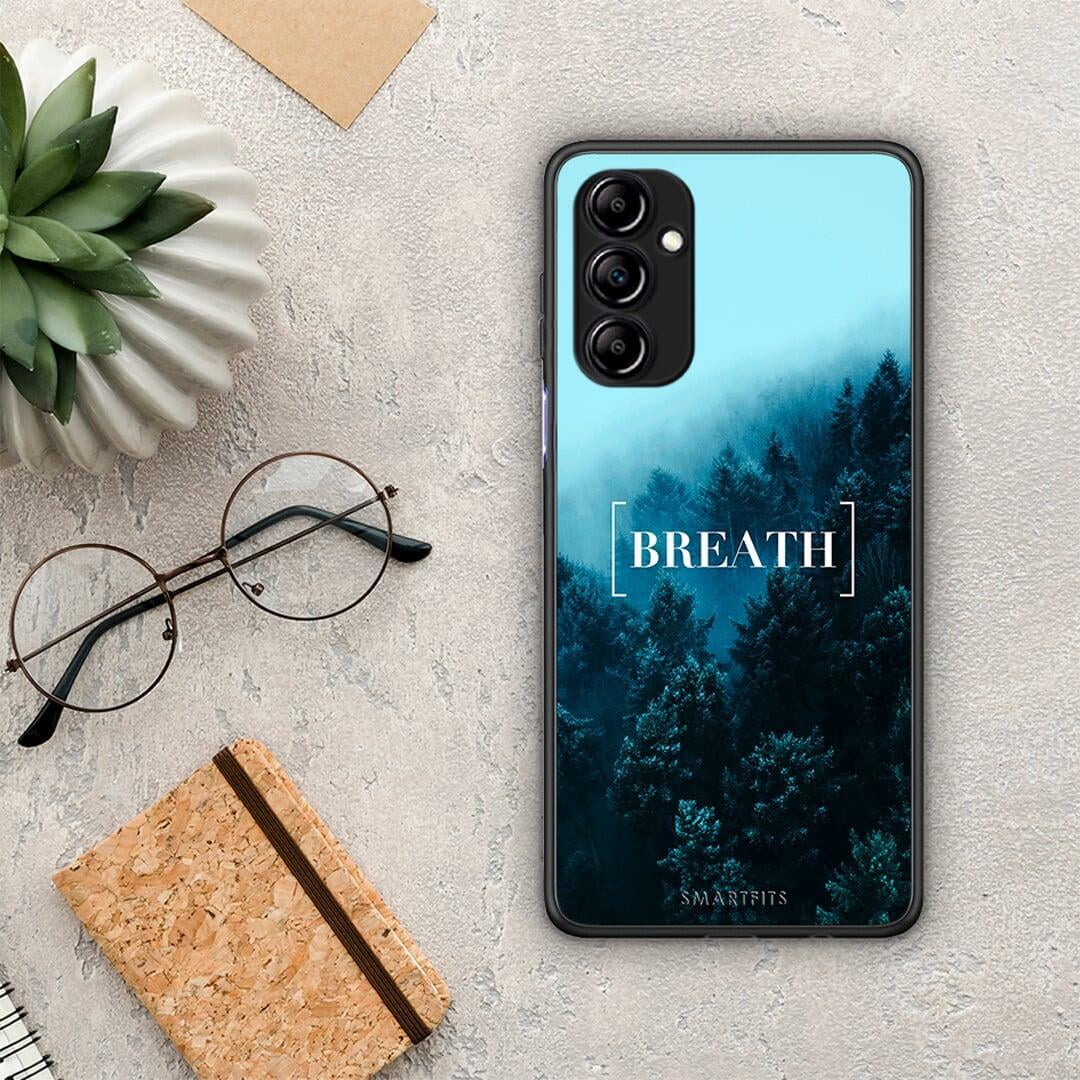 Θήκη Samsung Galaxy A14 / A14 5G Quote Breath από τη Smartfits με σχέδιο στο πίσω μέρος και μαύρο περίβλημα | Samsung Galaxy A14 / A14 5G Quote Breath Case with Colorful Back and Black Bezels