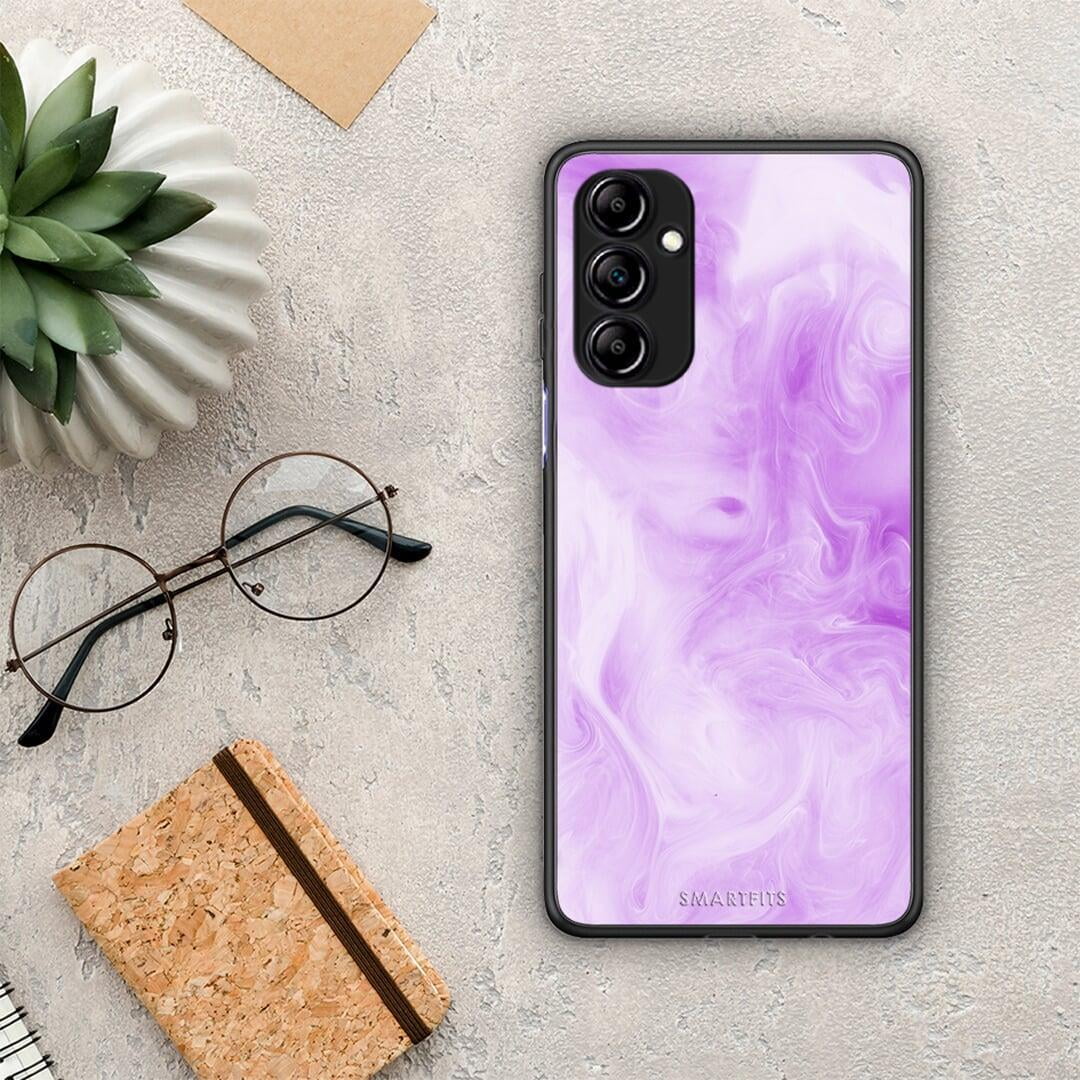Θήκη Samsung Galaxy A14 / A14 5G Watercolor Lavender από τη Smartfits με σχέδιο στο πίσω μέρος και μαύρο περίβλημα | Samsung Galaxy A14 / A14 5G Watercolor Lavender Case with Colorful Back and Black Bezels