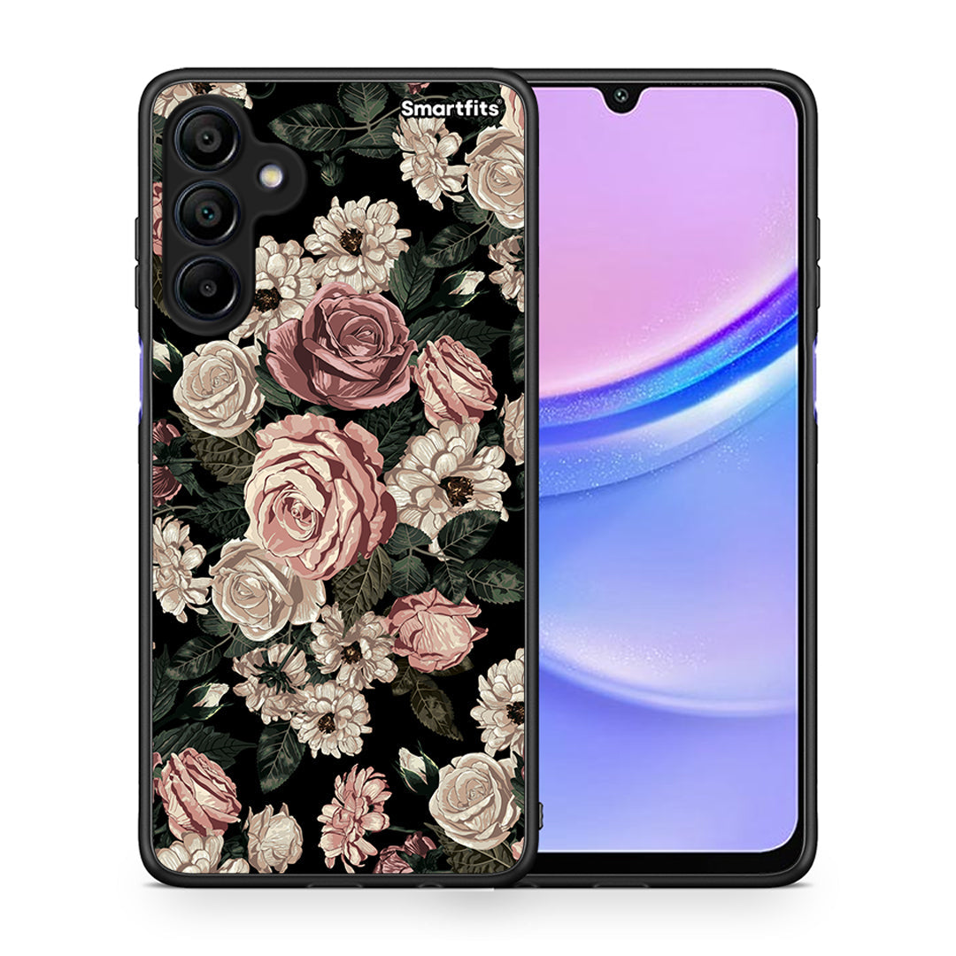 Θήκη Samsung Galaxy A15 4G Wild Roses Flower από τη Smartfits με σχέδιο στο πίσω μέρος και μαύρο περίβλημα | Samsung Galaxy A15 4G Wild Roses Flower case with colorful back and black bezels