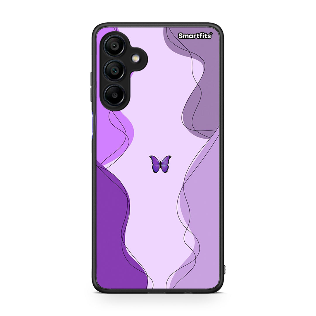 Samsung Galaxy A15 4G Purple Mariposa Θήκη Αγίου Βαλεντίνου από τη Smartfits με σχέδιο στο πίσω μέρος και μαύρο περίβλημα | Smartphone case with colorful back and black bezels by Smartfits