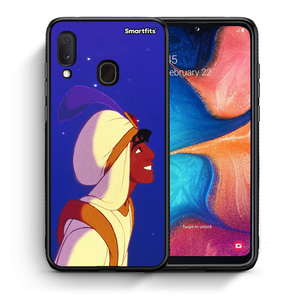 Θήκη Samsung Galaxy A30 Alladin And Jasmine Love 1 από τη Smartfits με σχέδιο στο πίσω μέρος και μαύρο περίβλημα | Samsung Galaxy A30 Alladin And Jasmine Love 1 case with colorful back and black bezels