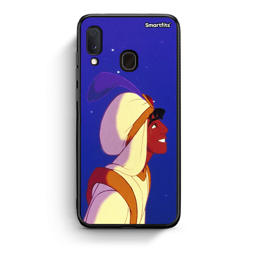 Samsung A20e Alladin And Jasmine Love 1 θήκη από τη Smartfits με σχέδιο στο πίσω μέρος και μαύρο περίβλημα | Smartphone case with colorful back and black bezels by Smartfits