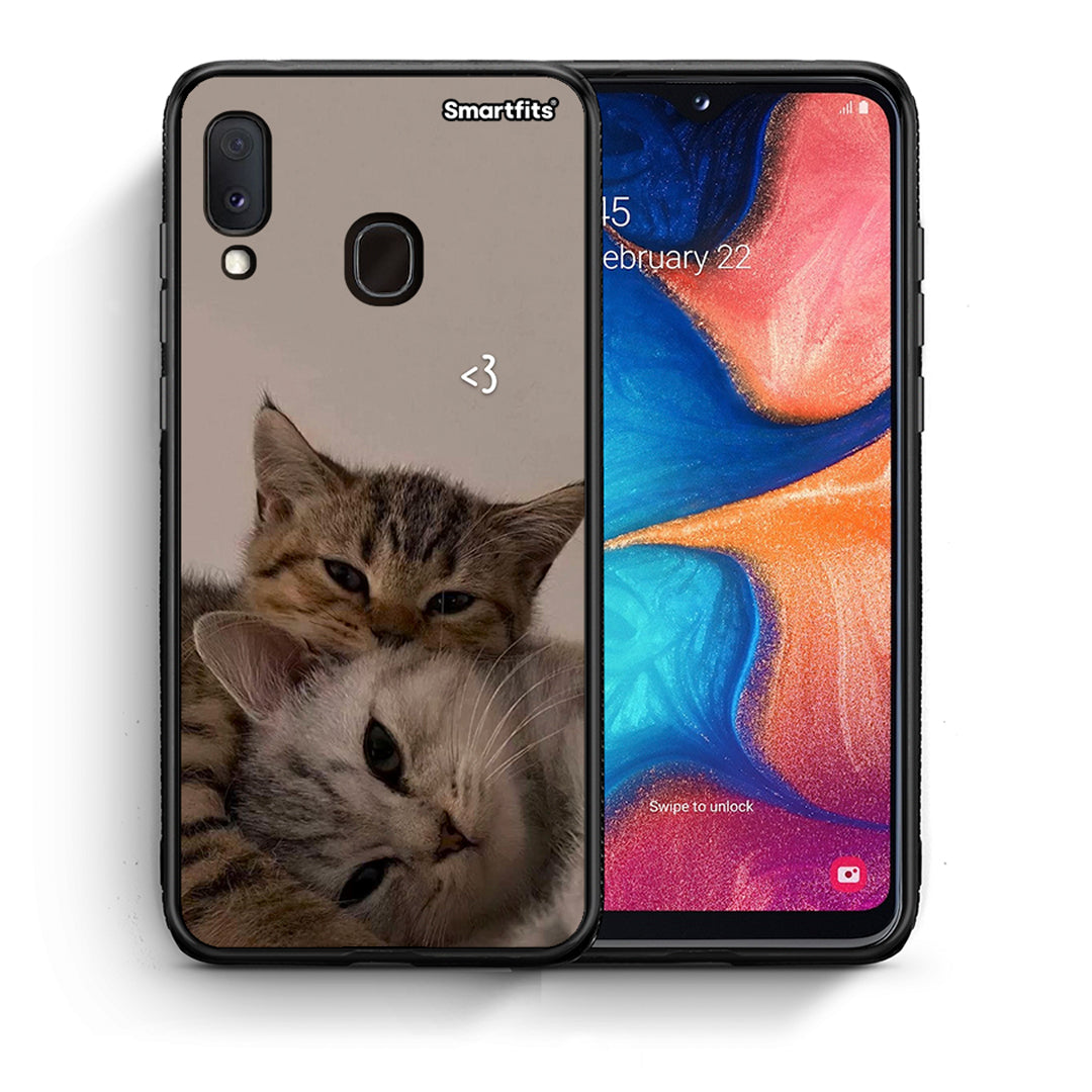 Θήκη Samsung Galaxy A30 Cats In Love από τη Smartfits με σχέδιο στο πίσω μέρος και μαύρο περίβλημα | Samsung Galaxy A30 Cats In Love case with colorful back and black bezels