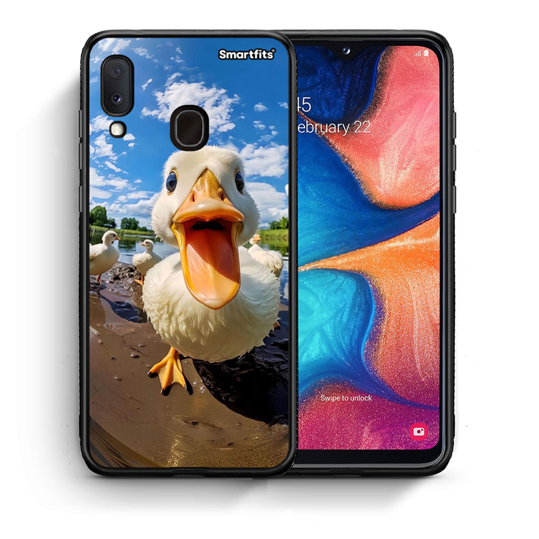 Θήκη Samsung Galaxy A30 Duck Face από τη Smartfits με σχέδιο στο πίσω μέρος και μαύρο περίβλημα | Samsung Galaxy A30 Duck Face case with colorful back and black bezels