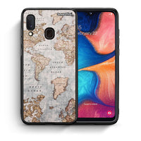Thumbnail for Θήκη Samsung Galaxy A30 World Map από τη Smartfits με σχέδιο στο πίσω μέρος και μαύρο περίβλημα | Samsung Galaxy A30 World Map case with colorful back and black bezels