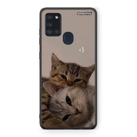 Thumbnail for Samsung A21s Cats In Love Θήκη από τη Smartfits με σχέδιο στο πίσω μέρος και μαύρο περίβλημα | Smartphone case with colorful back and black bezels by Smartfits