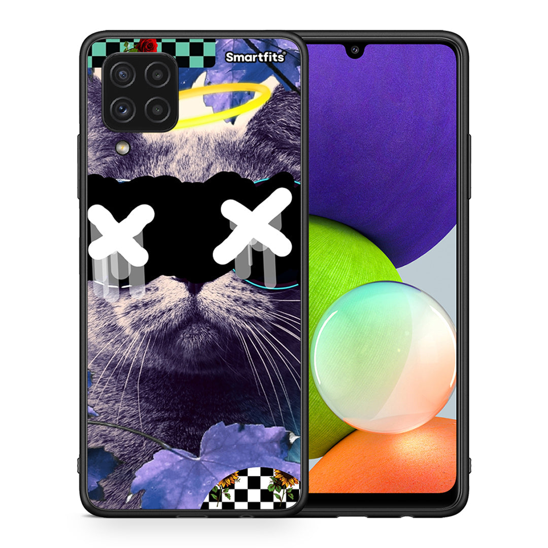 Θήκη Samsung A22 4G Cat Collage από τη Smartfits με σχέδιο στο πίσω μέρος και μαύρο περίβλημα | Samsung A22 4G Cat Collage case with colorful back and black bezels