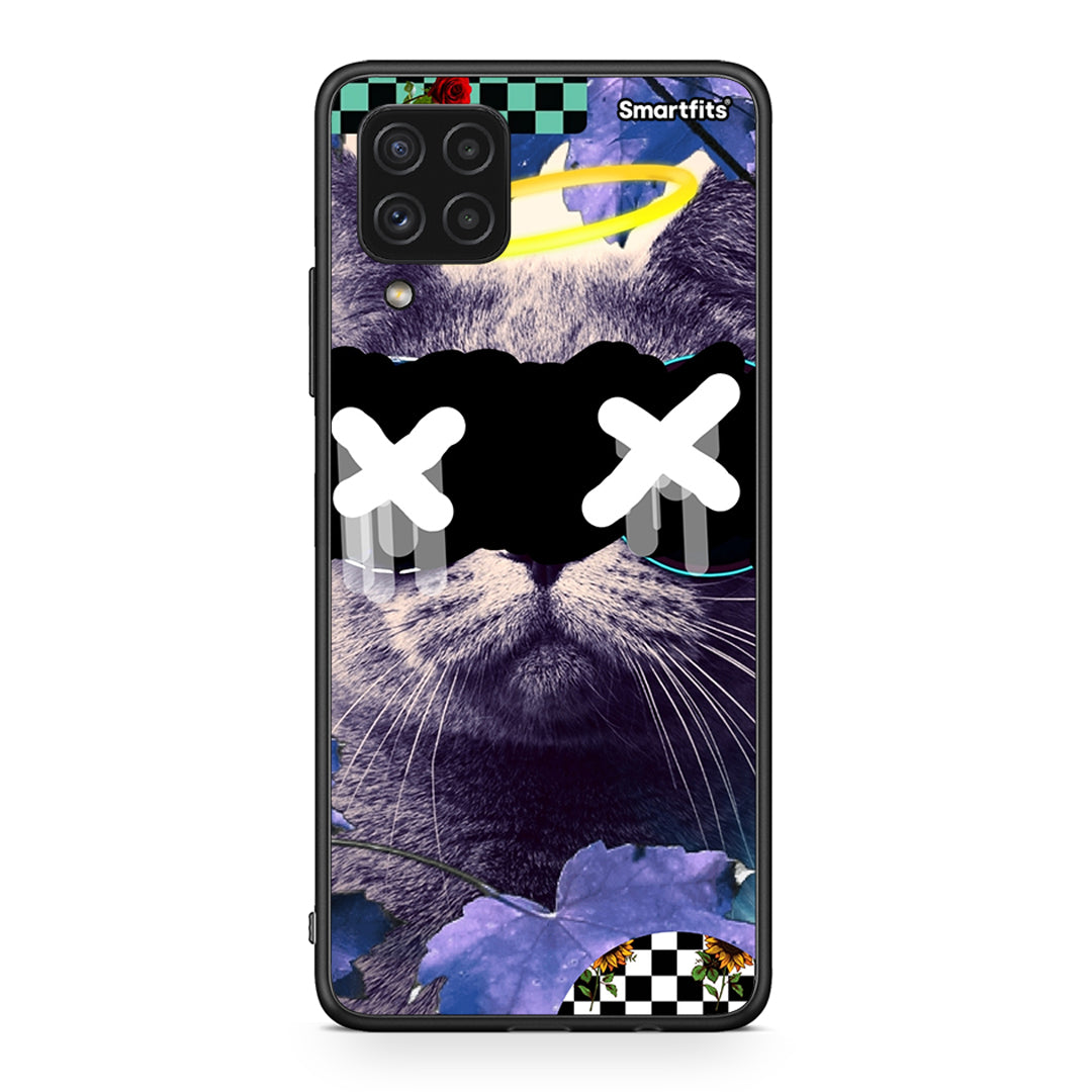 Samsung A22 4G Cat Collage θήκη από τη Smartfits με σχέδιο στο πίσω μέρος και μαύρο περίβλημα | Smartphone case with colorful back and black bezels by Smartfits