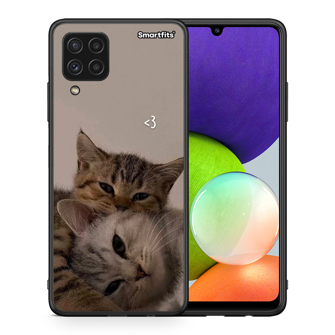 Θήκη Samsung A22 4G Cats In Love από τη Smartfits με σχέδιο στο πίσω μέρος και μαύρο περίβλημα | Samsung A22 4G Cats In Love case with colorful back and black bezels