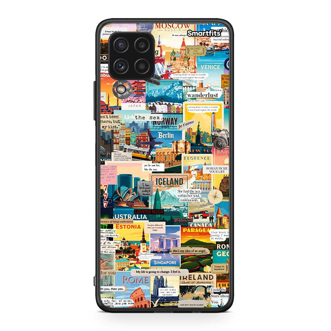 Samsung A22 4G Live To Travel θήκη από τη Smartfits με σχέδιο στο πίσω μέρος και μαύρο περίβλημα | Smartphone case with colorful back and black bezels by Smartfits