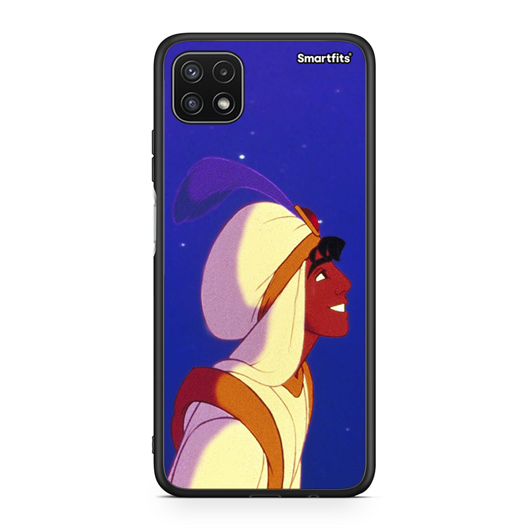 Samsung A22 5G Alladin And Jasmine Love 1 θήκη από τη Smartfits με σχέδιο στο πίσω μέρος και μαύρο περίβλημα | Smartphone case with colorful back and black bezels by Smartfits