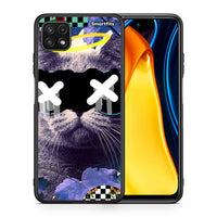 Thumbnail for Θήκη Samsung A22 5G Cat Collage από τη Smartfits με σχέδιο στο πίσω μέρος και μαύρο περίβλημα | Samsung A22 5G Cat Collage case with colorful back and black bezels