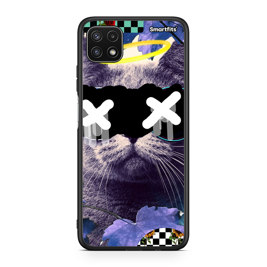Samsung A22 5G Cat Collage θήκη από τη Smartfits με σχέδιο στο πίσω μέρος και μαύρο περίβλημα | Smartphone case with colorful back and black bezels by Smartfits