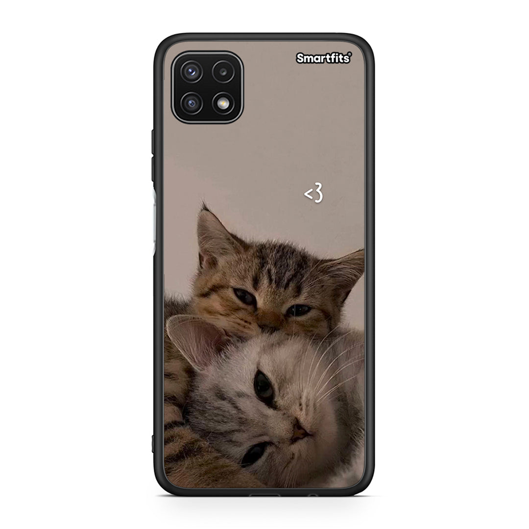 Samsung A22 5G Cats In Love Θήκη από τη Smartfits με σχέδιο στο πίσω μέρος και μαύρο περίβλημα | Smartphone case with colorful back and black bezels by Smartfits