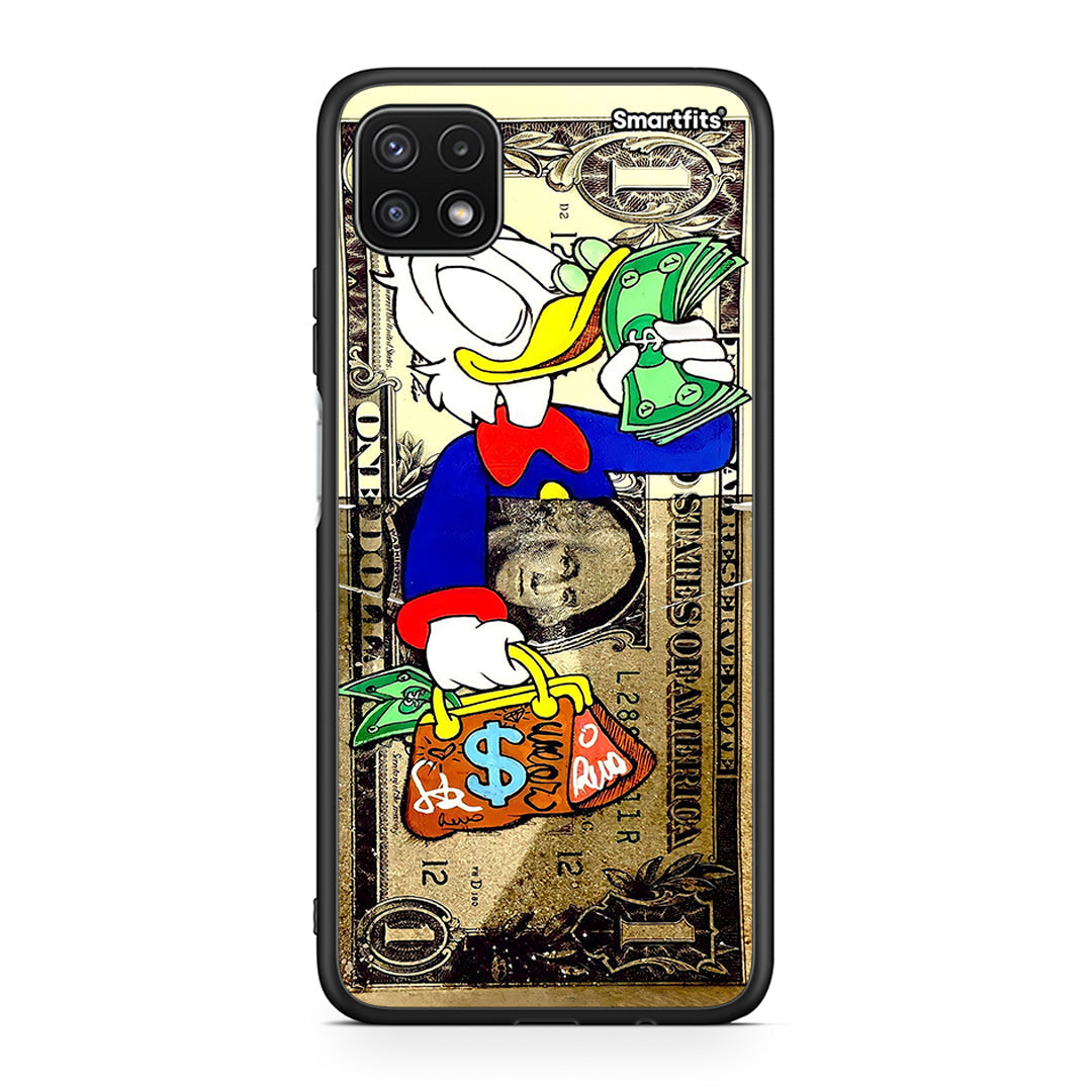 Samsung A22 5G Duck Money Θήκη από τη Smartfits με σχέδιο στο πίσω μέρος και μαύρο περίβλημα | Smartphone case with colorful back and black bezels by Smartfits