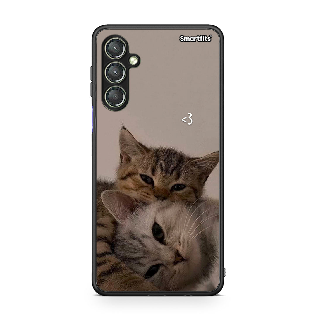 Θήκη Samsung Galaxy A24 4G Cats In Love από τη Smartfits με σχέδιο στο πίσω μέρος και μαύρο περίβλημα | Samsung Galaxy A24 4G Cats In Love Case with Colorful Back and Black Bezels