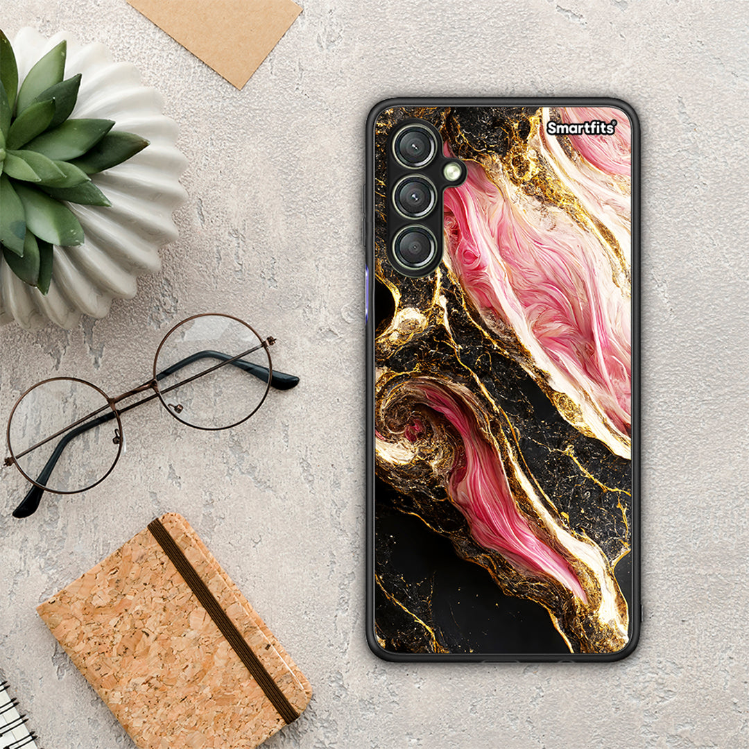 Θήκη Samsung Galaxy A24 4G Glamorous Pink Marble από τη Smartfits με σχέδιο στο πίσω μέρος και μαύρο περίβλημα | Samsung Galaxy A24 4G Glamorous Pink Marble Case with Colorful Back and Black Bezels