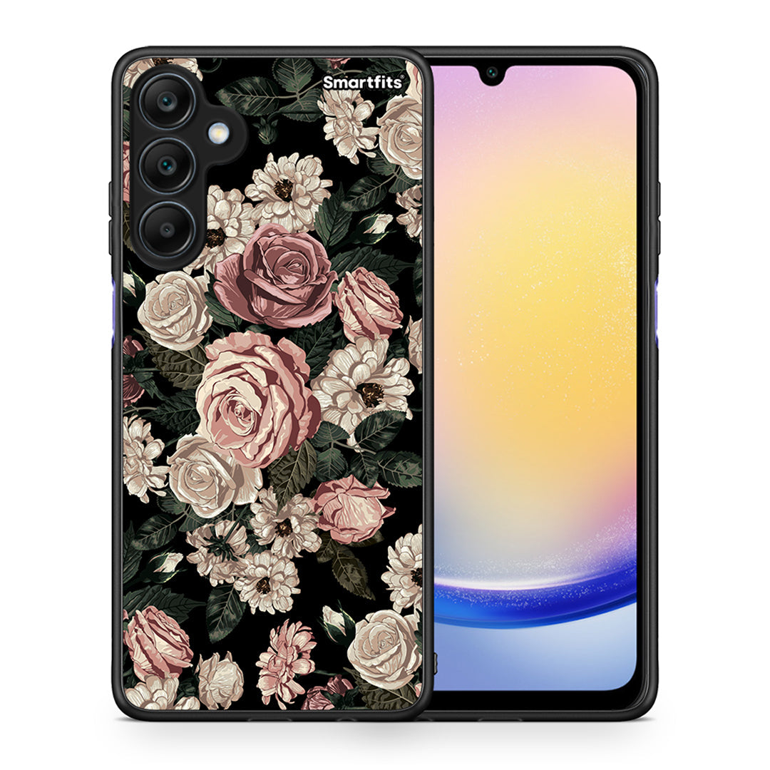 Θήκη Samsung Galaxy A25 5G Wild Roses Flower από τη Smartfits με σχέδιο στο πίσω μέρος και μαύρο περίβλημα | Samsung Galaxy A25 5G Wild Roses Flower case with colorful back and black bezels