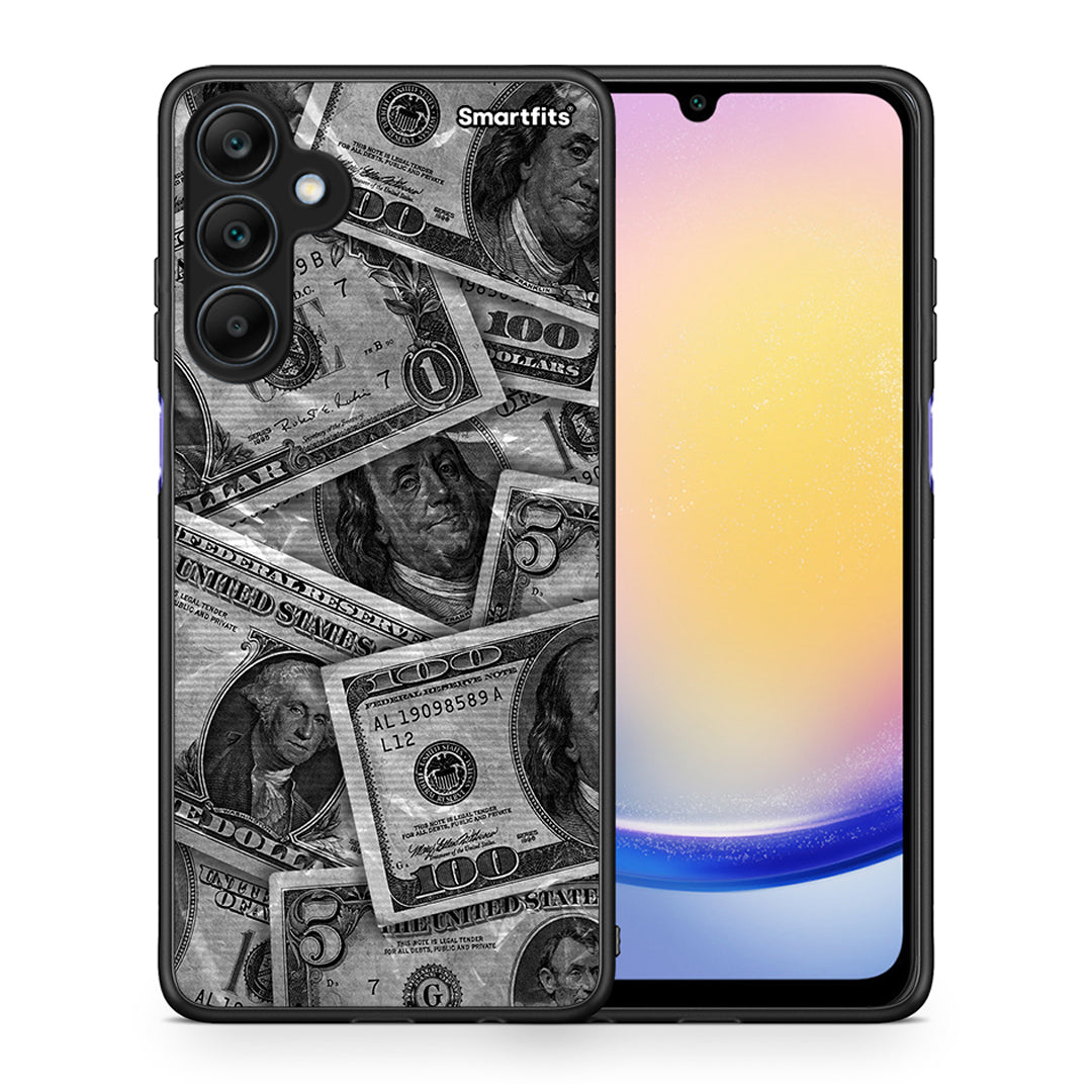 Θήκη Samsung Galaxy A25 5G Money Dollars από τη Smartfits με σχέδιο στο πίσω μέρος και μαύρο περίβλημα | Samsung Galaxy A25 5G Money Dollars case with colorful back and black bezels