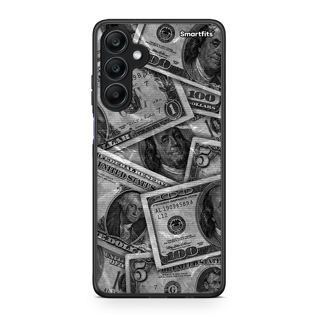 Samsung Galaxy A25 5G Money Dollars θήκη από τη Smartfits με σχέδιο στο πίσω μέρος και μαύρο περίβλημα | Smartphone case with colorful back and black bezels by Smartfits