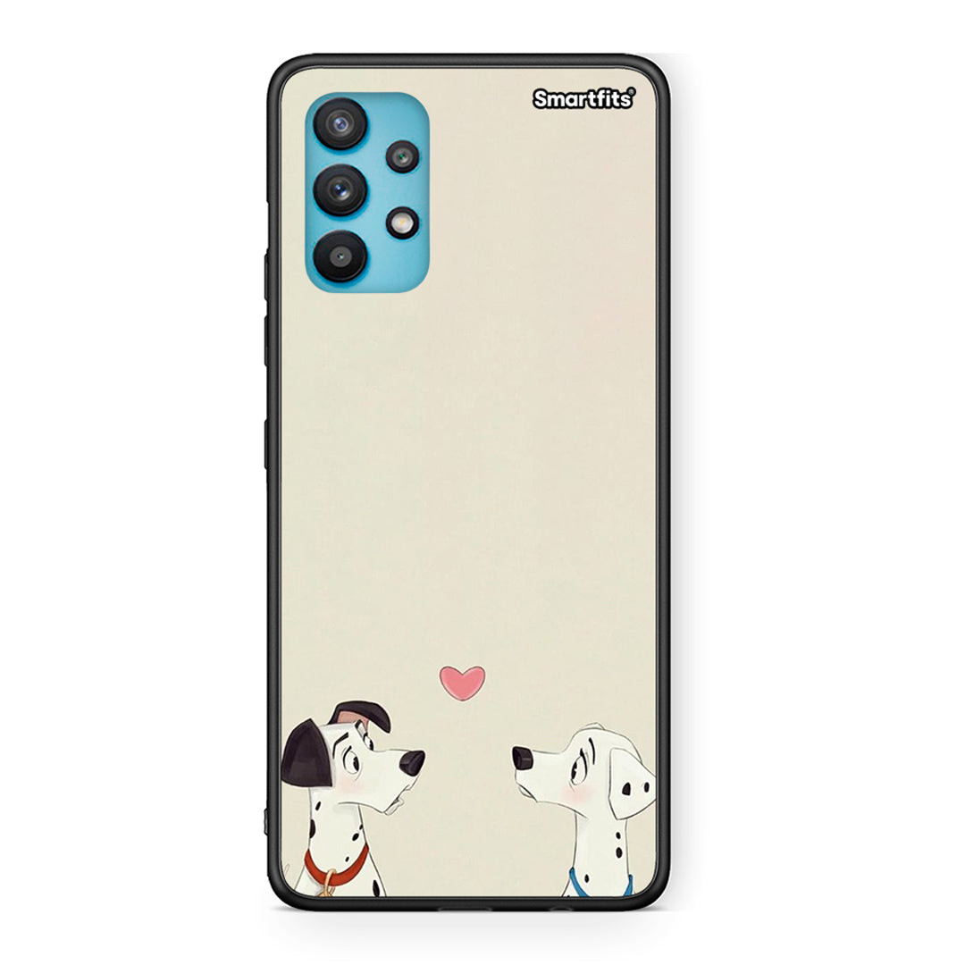 Samsung Galaxy A32 5G  Dalmatians Love θήκη από τη Smartfits με σχέδιο στο πίσω μέρος και μαύρο περίβλημα | Smartphone case with colorful back and black bezels by Smartfits