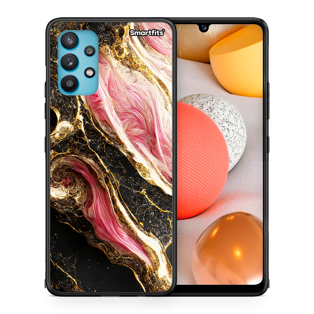 Θήκη Samsung Galaxy A32 5G  Glamorous Pink Marble από τη Smartfits με σχέδιο στο πίσω μέρος και μαύρο περίβλημα | Samsung Galaxy A32 5G  Glamorous Pink Marble case with colorful back and black bezels