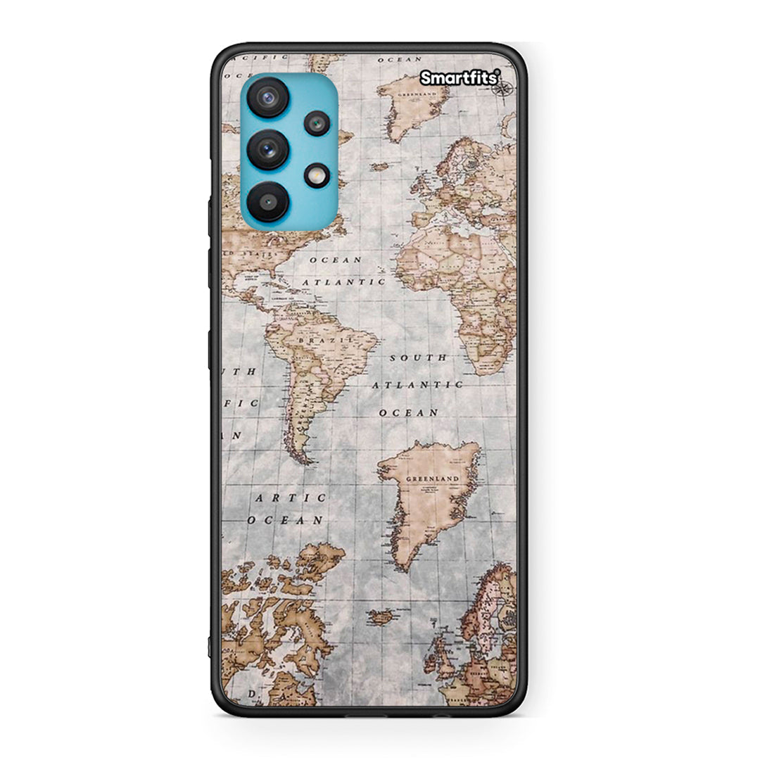 Samsung Galaxy A32 5G World Map Θήκη από τη Smartfits με σχέδιο στο πίσω μέρος και μαύρο περίβλημα | Smartphone case with colorful back and black bezels by Smartfits