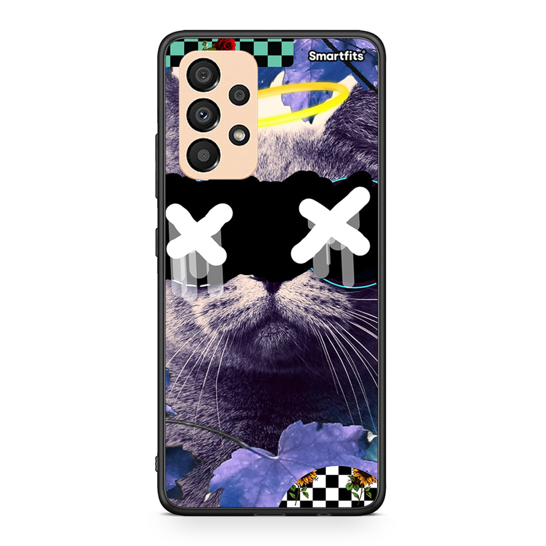 Samsung A33 5G Cat Collage θήκη από τη Smartfits με σχέδιο στο πίσω μέρος και μαύρο περίβλημα | Smartphone case with colorful back and black bezels by Smartfits