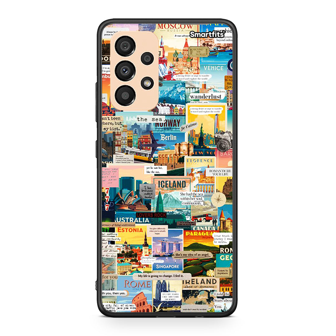 Samsung A33 5G Live To Travel θήκη από τη Smartfits με σχέδιο στο πίσω μέρος και μαύρο περίβλημα | Smartphone case with colorful back and black bezels by Smartfits
