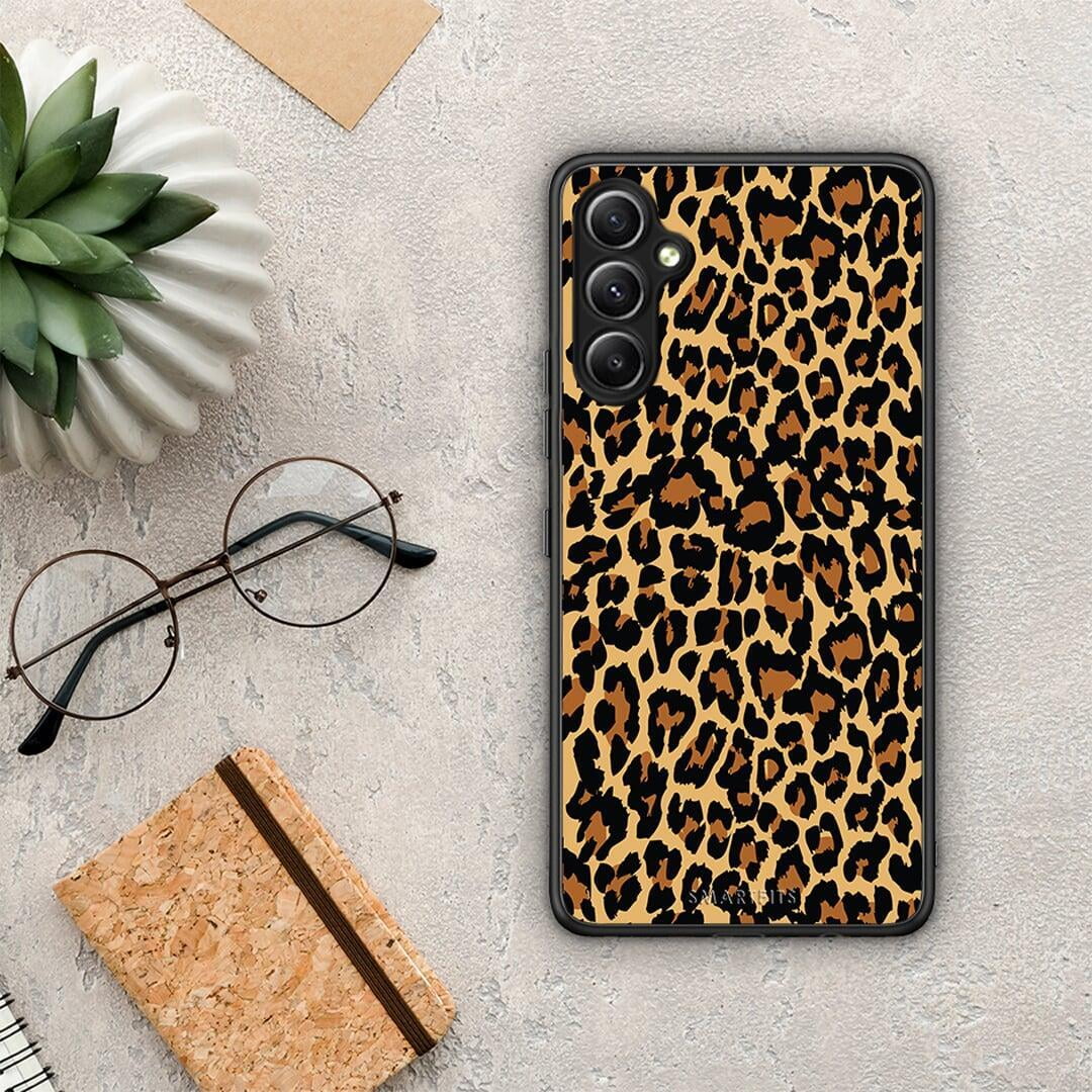 Θήκη Samsung Galaxy A34 Animal Leopard από τη Smartfits με σχέδιο στο πίσω μέρος και μαύρο περίβλημα | Samsung Galaxy A34 Animal Leopard Case with Colorful Back and Black Bezels