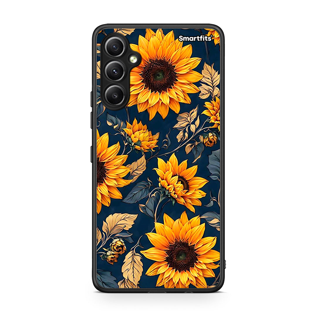 Θήκη Samsung Galaxy A34 Autumn Sunflowers από τη Smartfits με σχέδιο στο πίσω μέρος και μαύρο περίβλημα | Samsung Galaxy A34 Autumn Sunflowers Case with Colorful Back and Black Bezels