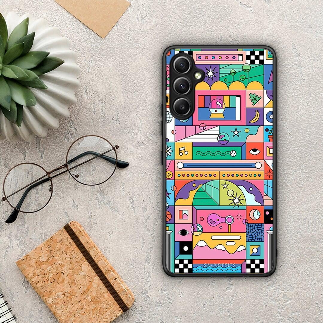 Θήκη Samsung Galaxy A34 Bubbles Soap από τη Smartfits με σχέδιο στο πίσω μέρος και μαύρο περίβλημα | Samsung Galaxy A34 Bubbles Soap Case with Colorful Back and Black Bezels