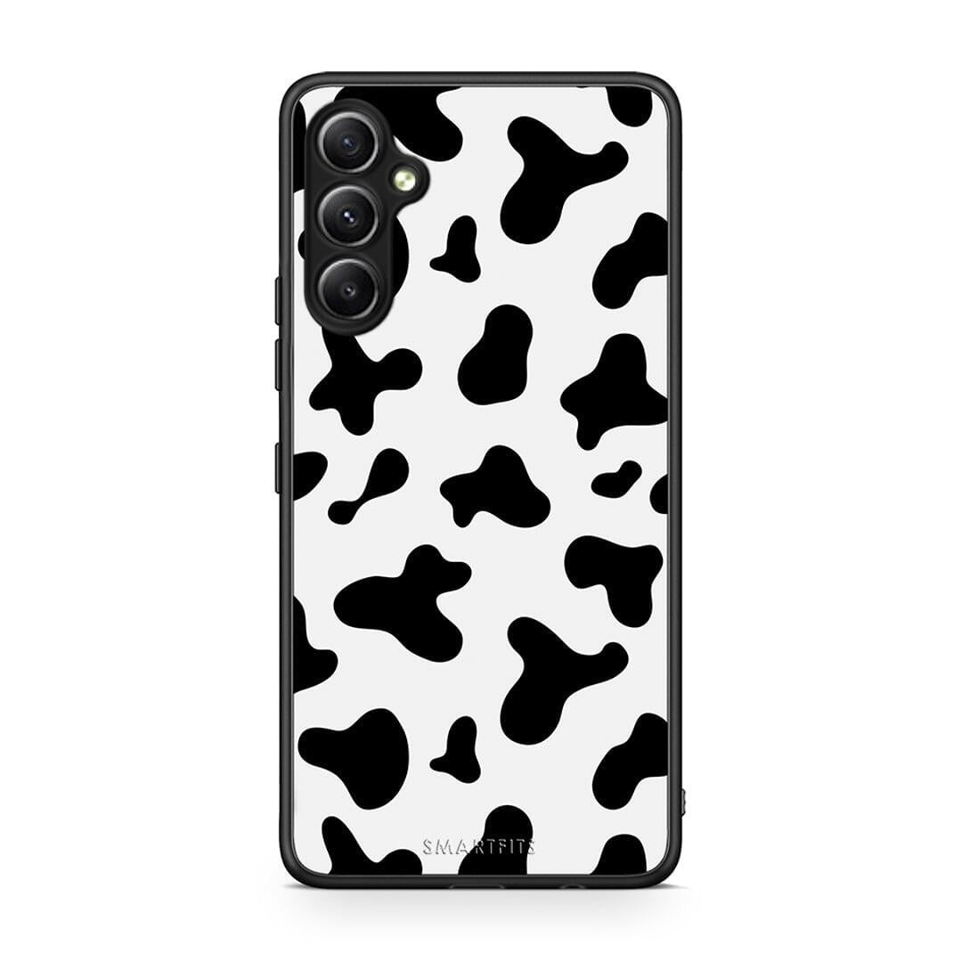 Θήκη Samsung Galaxy A34 Cow Print από τη Smartfits με σχέδιο στο πίσω μέρος και μαύρο περίβλημα | Samsung Galaxy A34 Cow Print Case with Colorful Back and Black Bezels