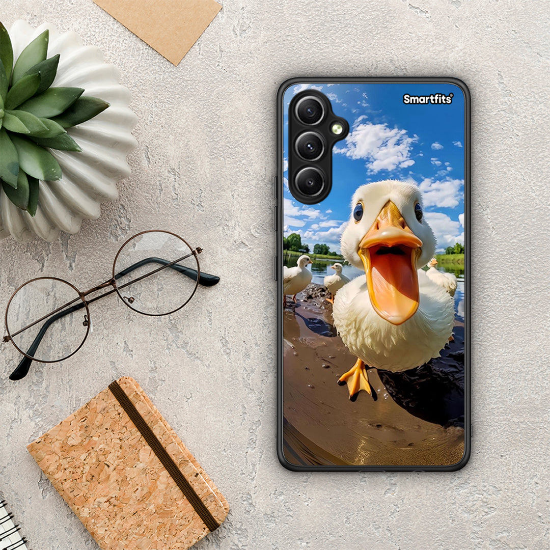 Θήκη Samsung Galaxy A34 Duck Face από τη Smartfits με σχέδιο στο πίσω μέρος και μαύρο περίβλημα | Samsung Galaxy A34 Duck Face Case with Colorful Back and Black Bezels